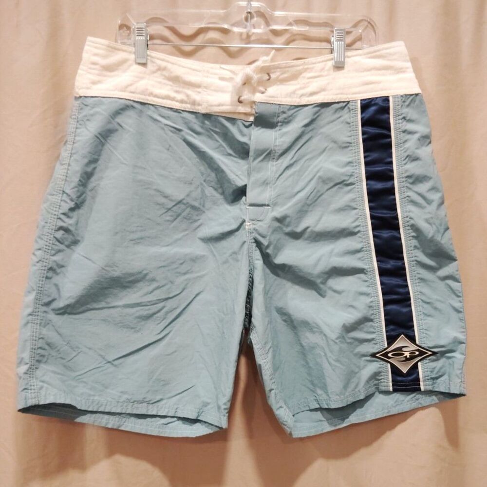 Ocean Pacific OP Men’s Board Shorts Blue White Striped Swim Trunks Size 34